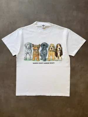 Casual Essentials Raw Edge Hem 1990s Puppies Tee (L)