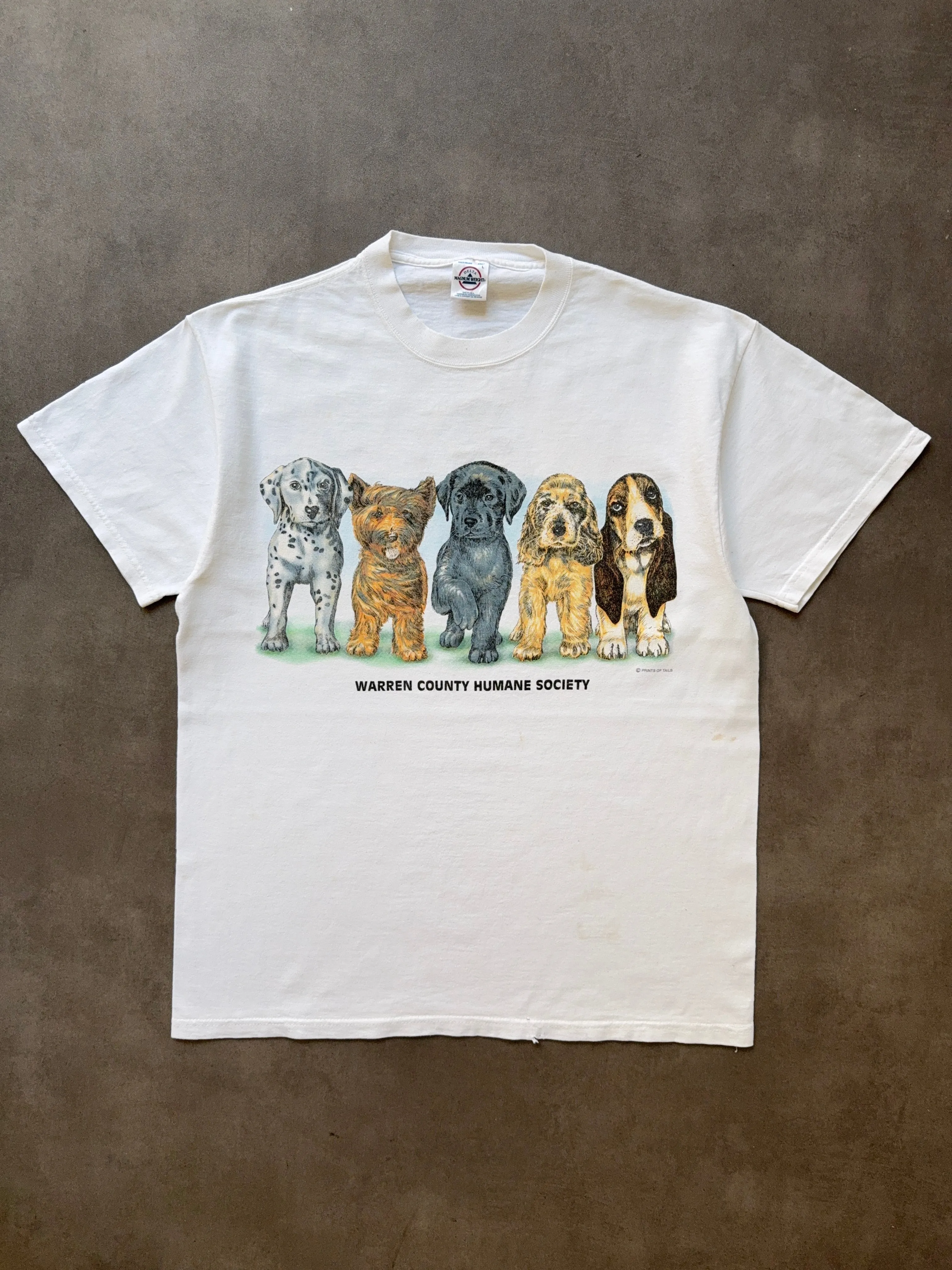 Casual Essentials Raw Edge Hem 1990s Puppies Tee (L)