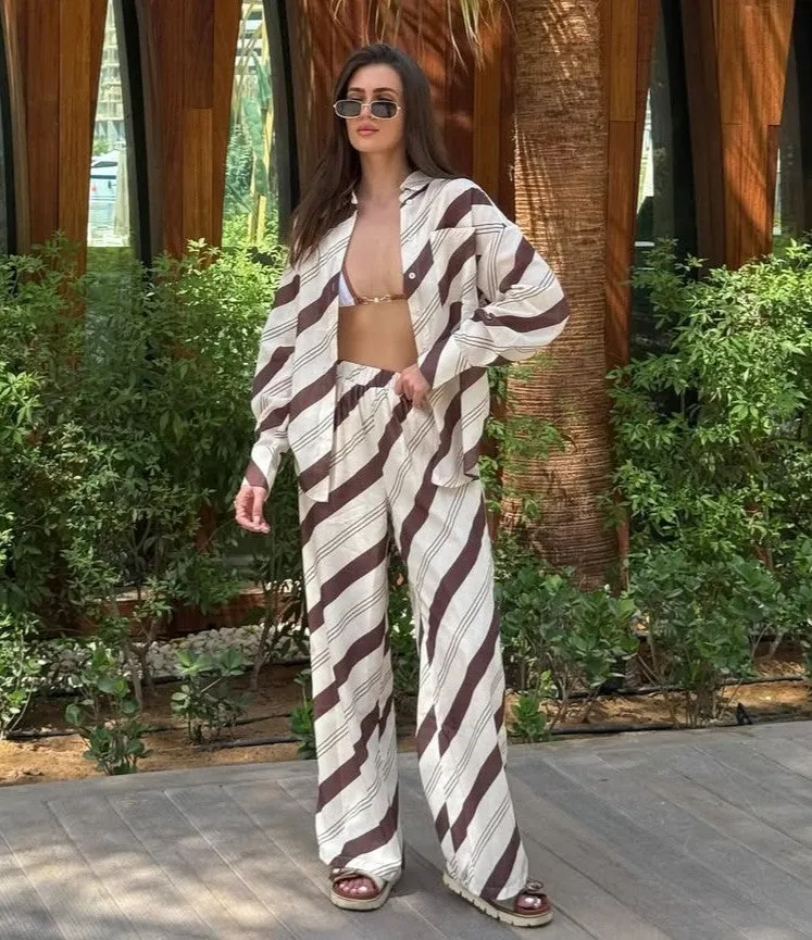 Torrey Button Up Long Sleeve Shirt - Cream/Cacao AntiPilling Technology