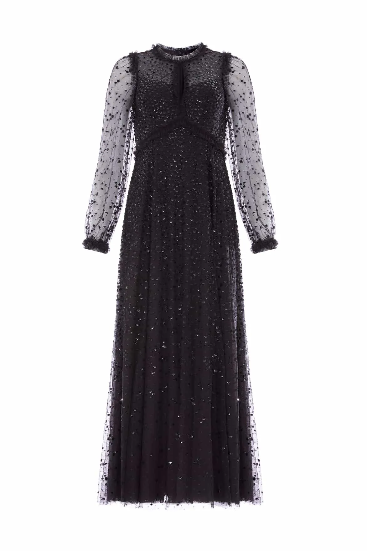Dappled Sequin Long Sleeve Ankle Gown Elegant Everyday