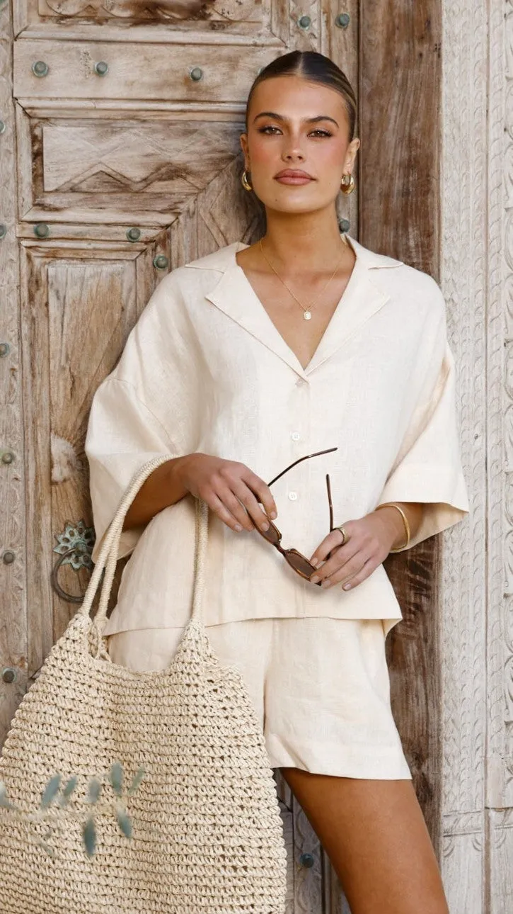 Stylish accessories Luna Button Up Shirt - Natural