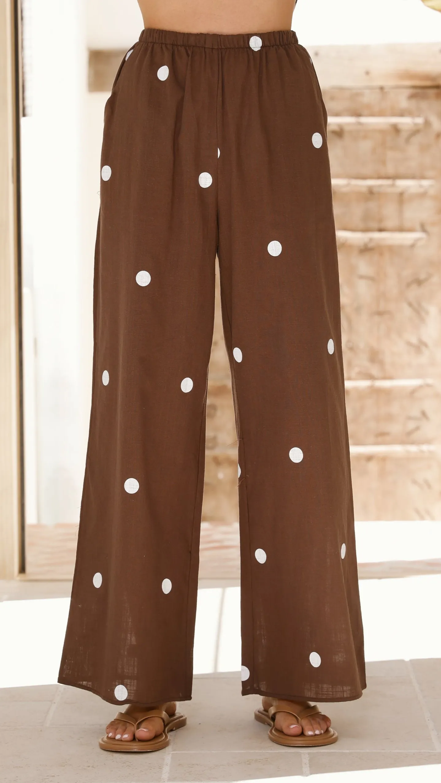 Kailani Strapless Top and Pants Set - Chocolate / White Polka Dot Heart Soul