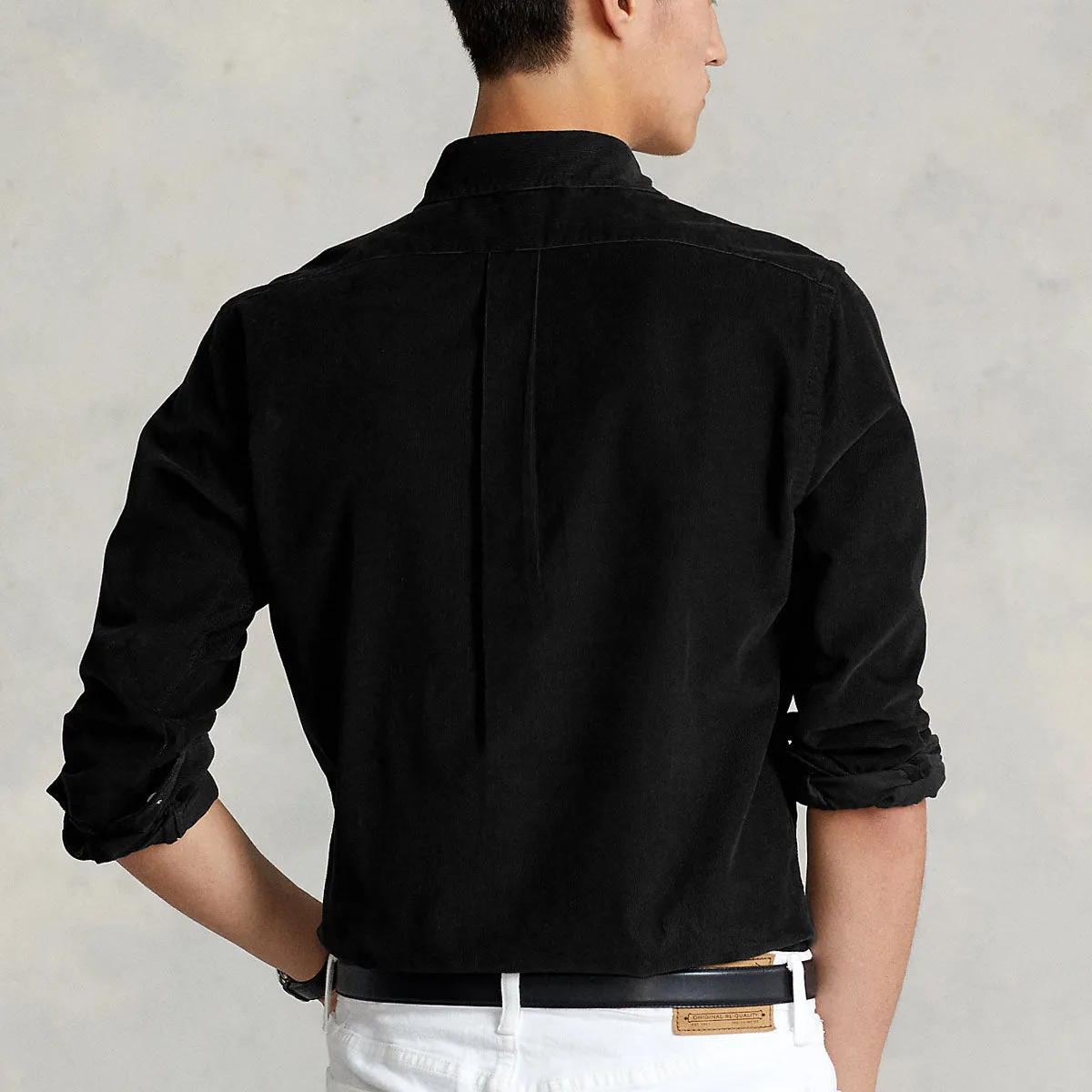 Garment Dyed Finish Polo Ralph Lauren - Slim Fit Corduroy Shirt in Black