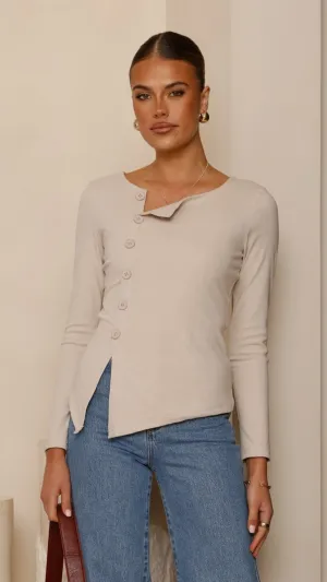 UltraSoftFinish Addison Long Sleeve Top - Stone