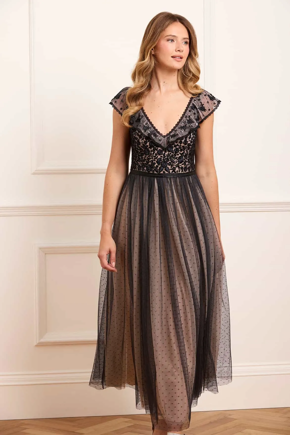 Adeline Bodice Ankle Gown Trendy wrap gown