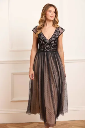 Adeline Bodice Ankle Gown Trendy wrap gown