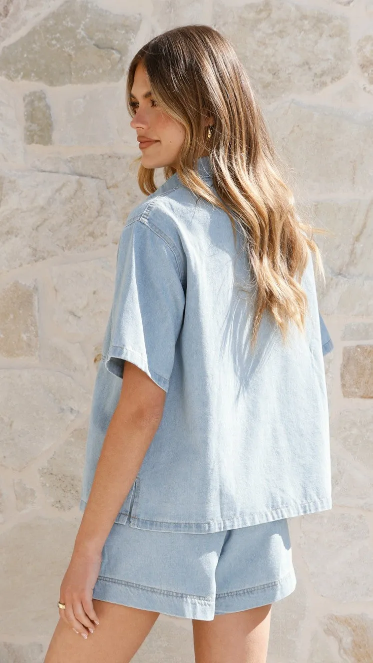 Adia Top and Shorts Set - Light Blue Denim Outdoor Apparel