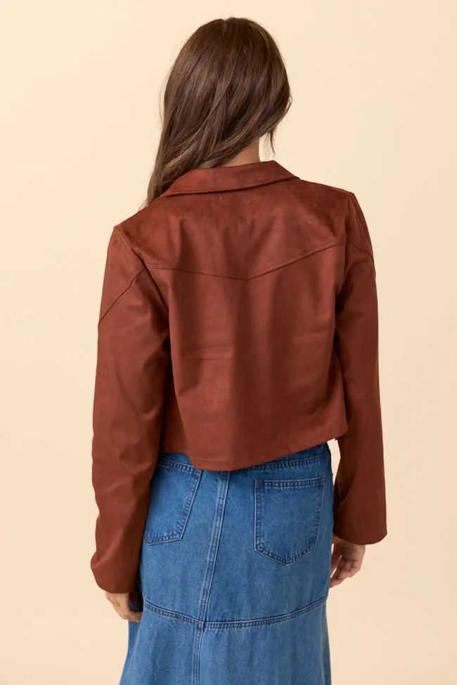 Odor Resistant Finish Christina Brown Faux Suede Fringe Jacket