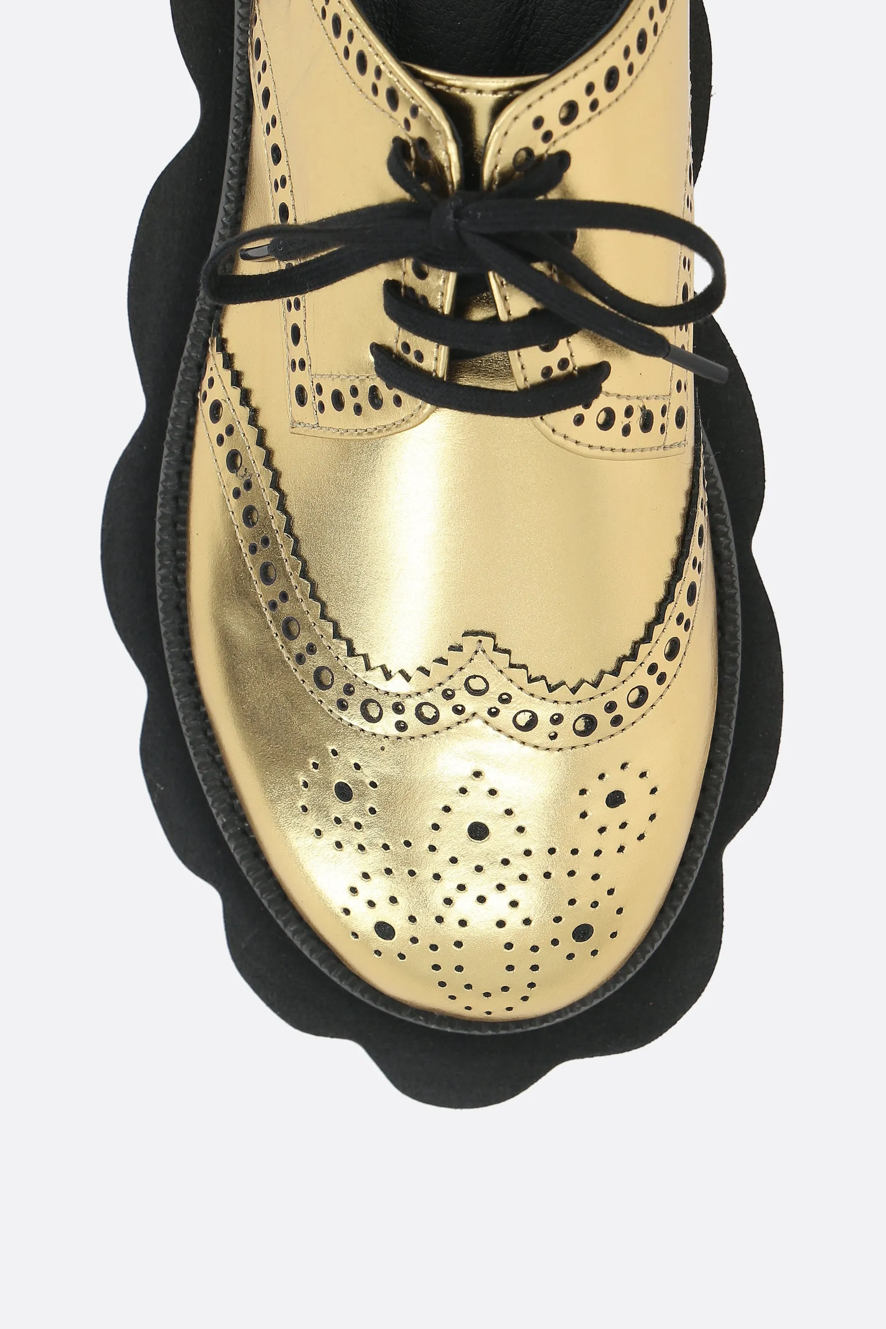 Adaptive Lacing Sunrise Hike platform derby shoe in metallic leather