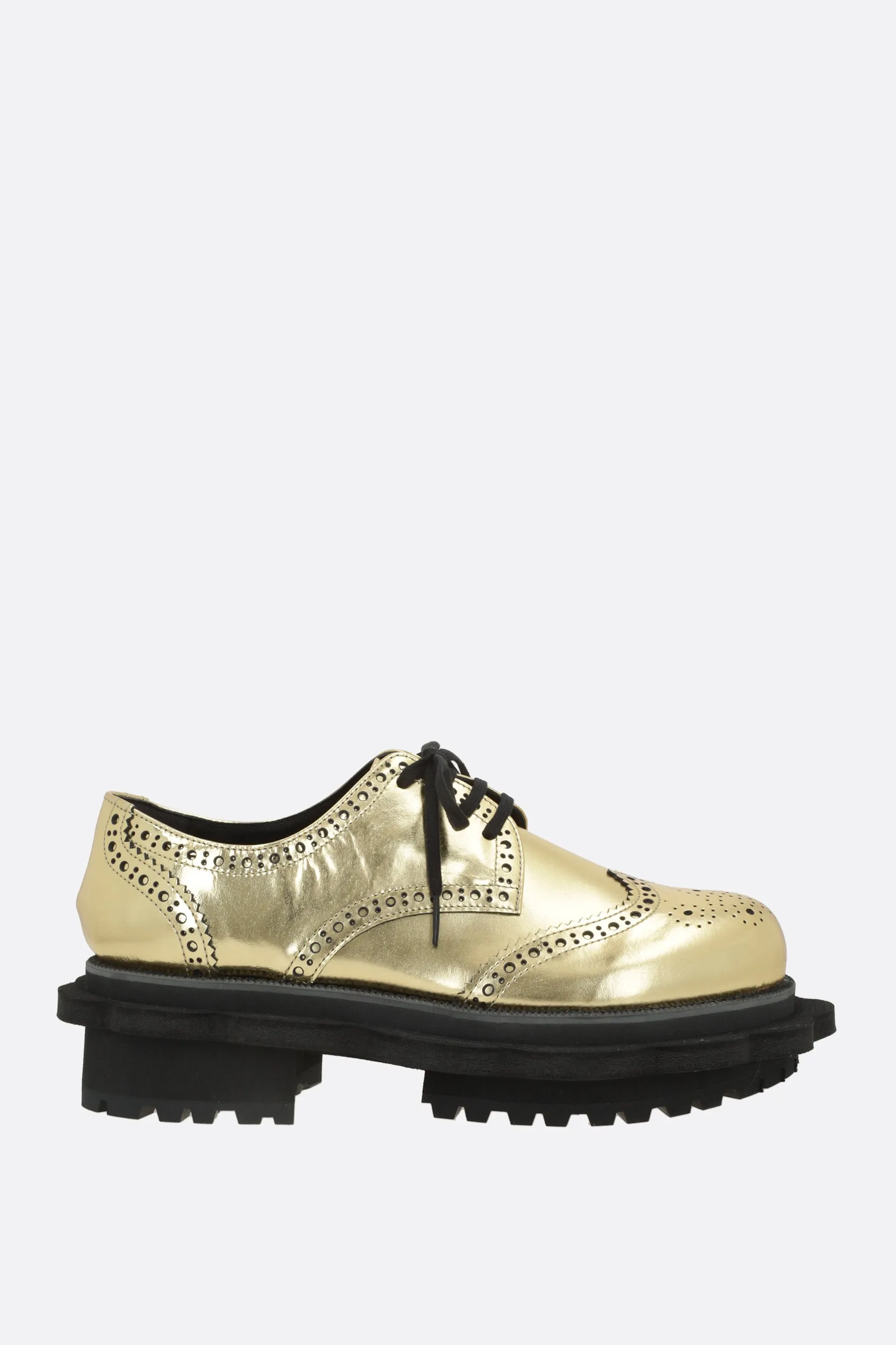 platform derby shoe in metallic leather Day-Long Wear