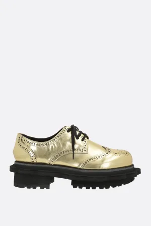 platform derby shoe in metallic leather Day-Long Wear