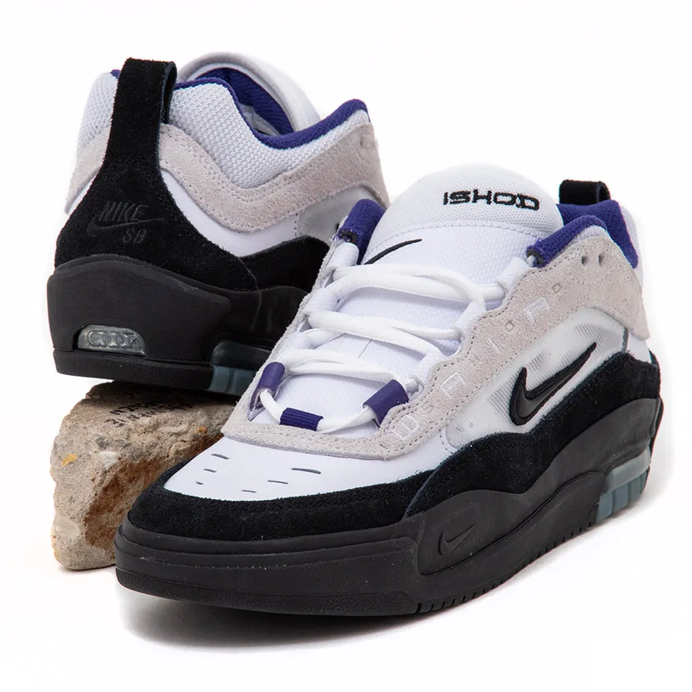Air Max Ishod (White / Black - Court Purple - Black) Reinforced Heel Stabilizer Durable Build Weekend Errands