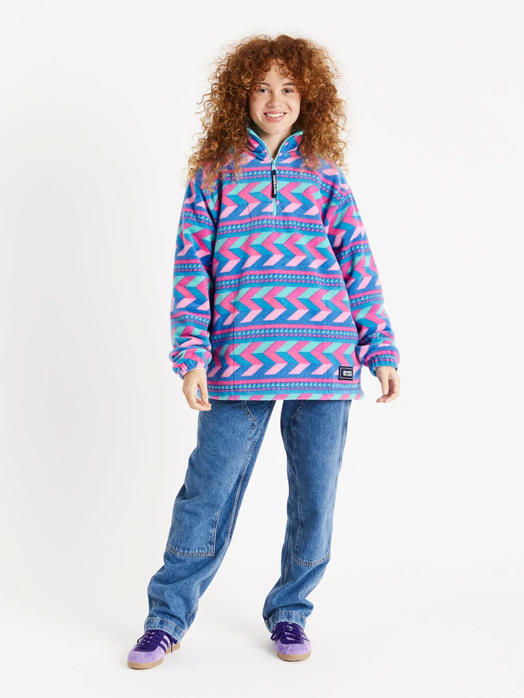 Timeless Design Alba Retro Pattern 1/4 Zip Fleece