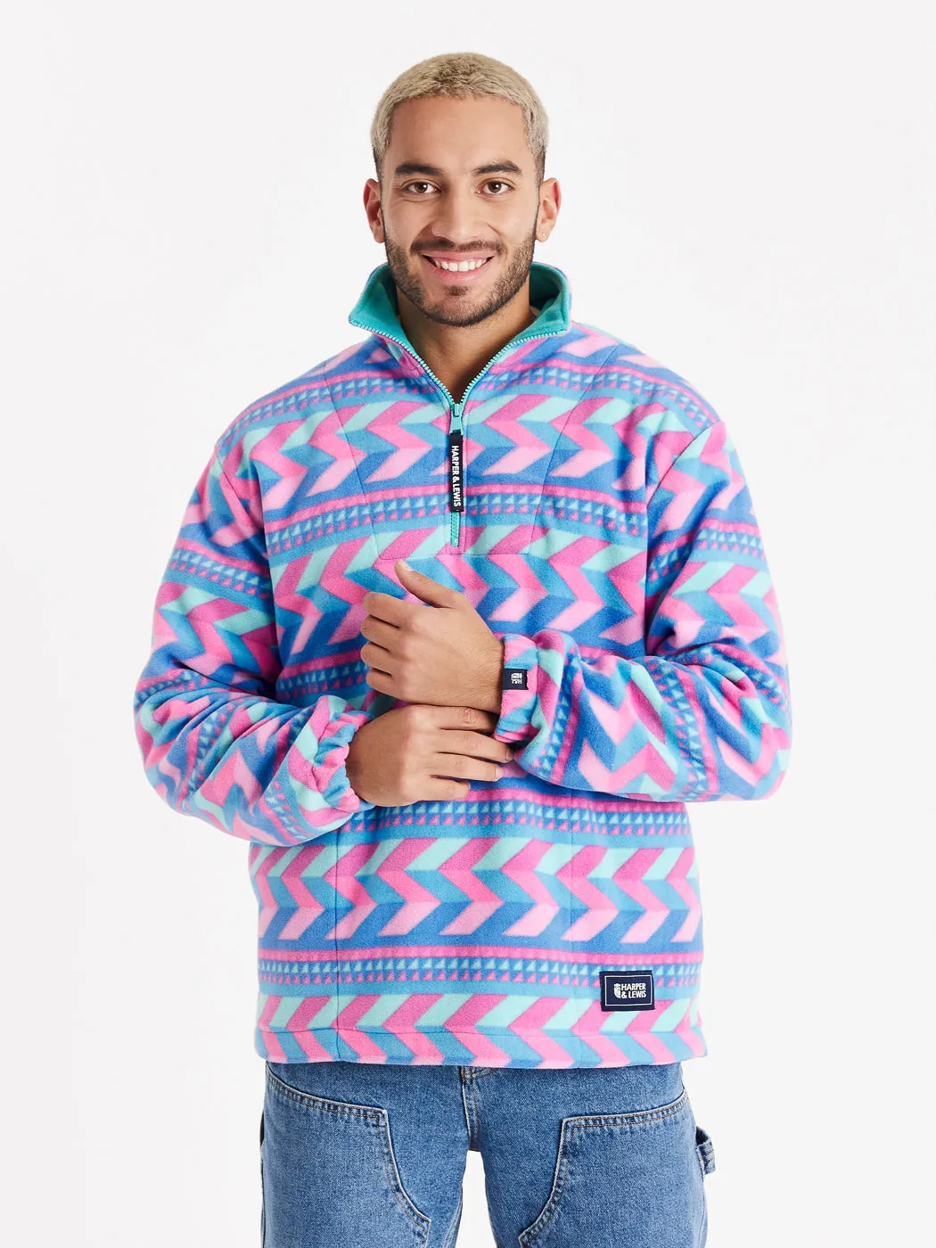 Cold Outfit Casual Vibe Alba Retro Pattern 1/4 Zip Fleece
