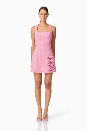 Bold-Color Cool Undertone Alia A Line Mini Dress in Pink