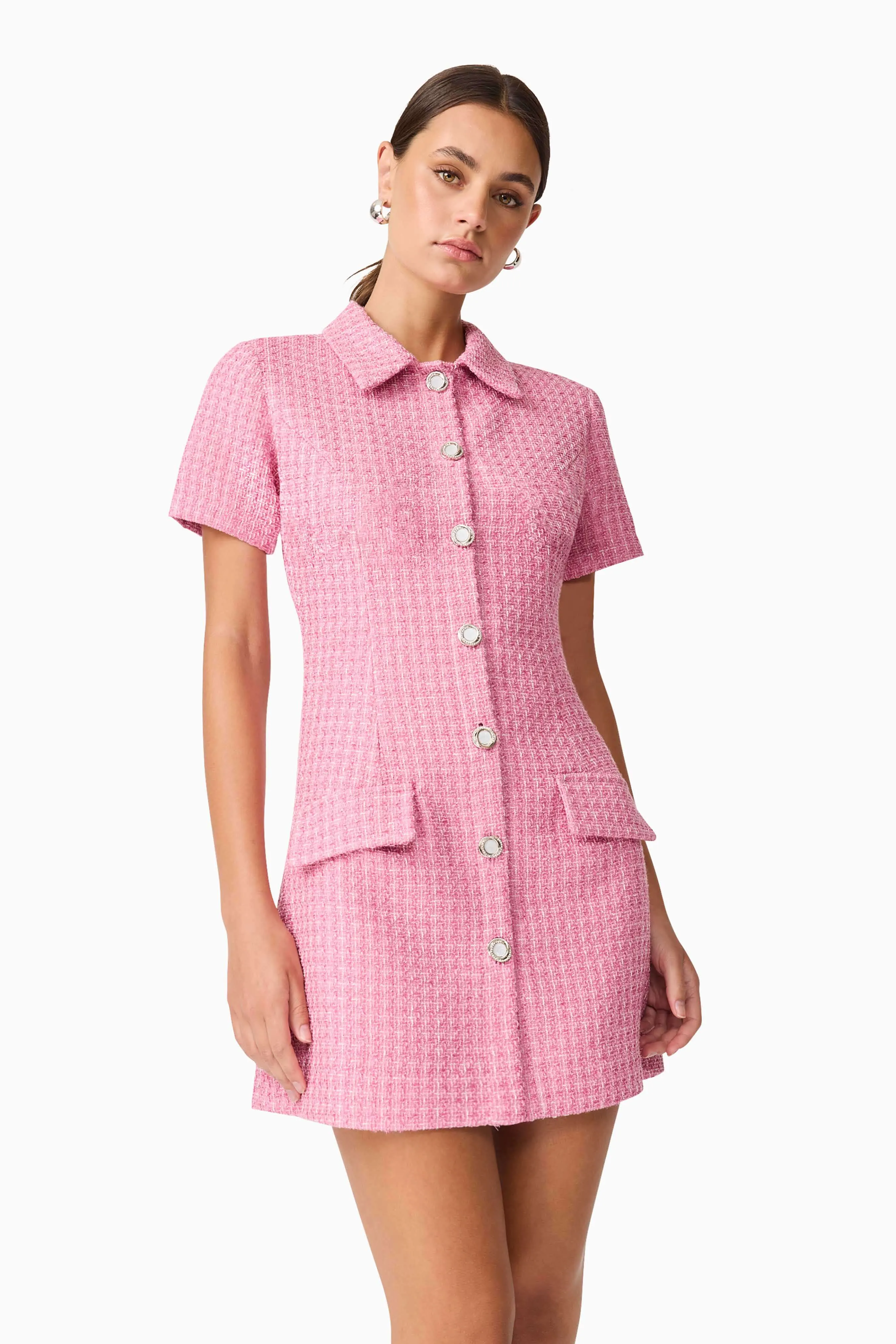 Light Fit Moment Light Alia Short Sleeve Mini Dress in Pink