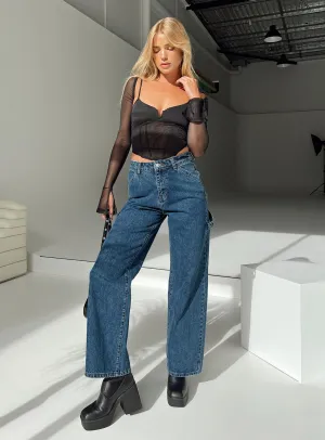 Office Wear Couple Look Work Ready Dina Straight Leg Jeans Dark Wash Denim