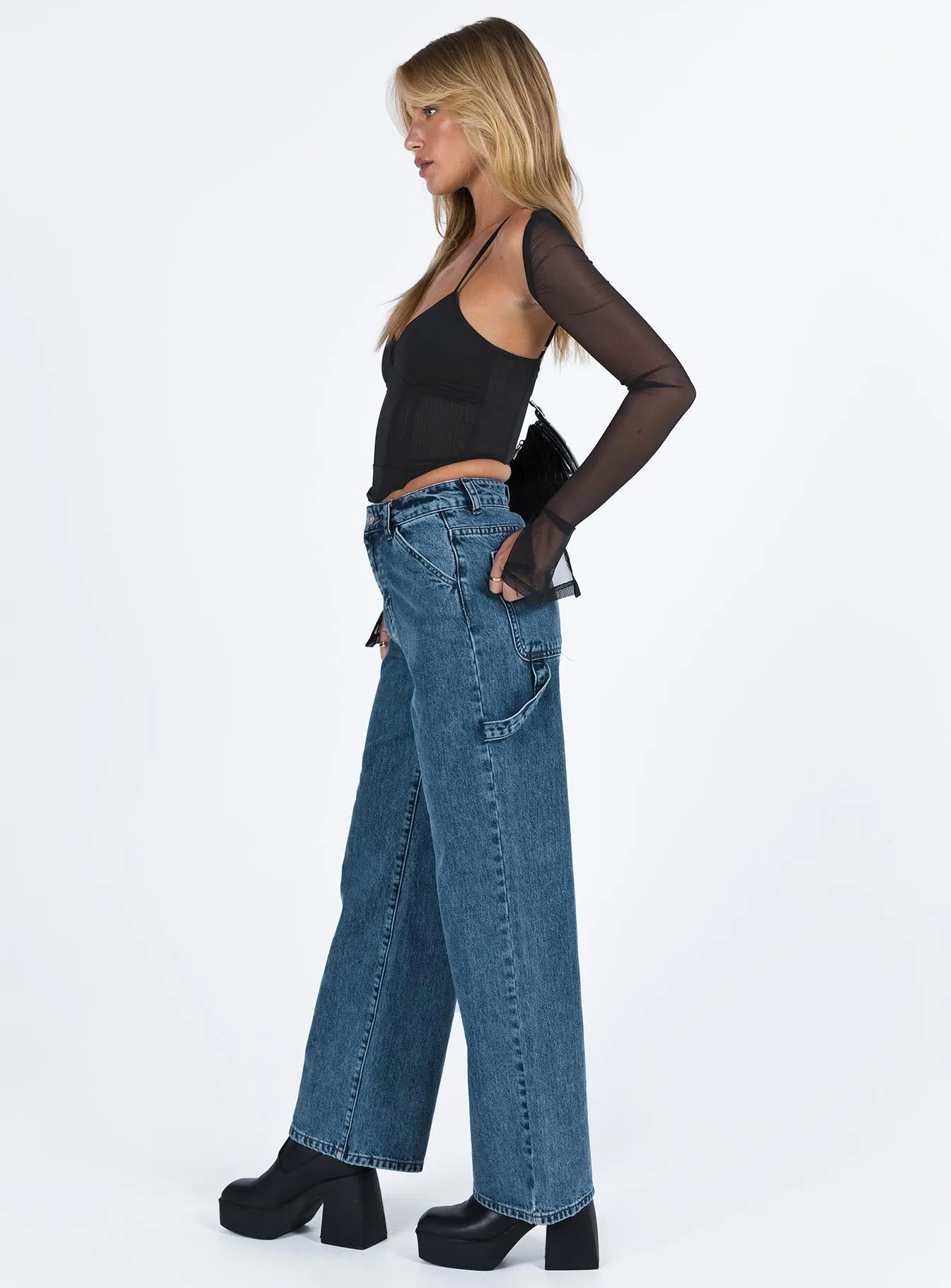 Dina Straight Leg Jeans Dark Wash Denim Cool Fit