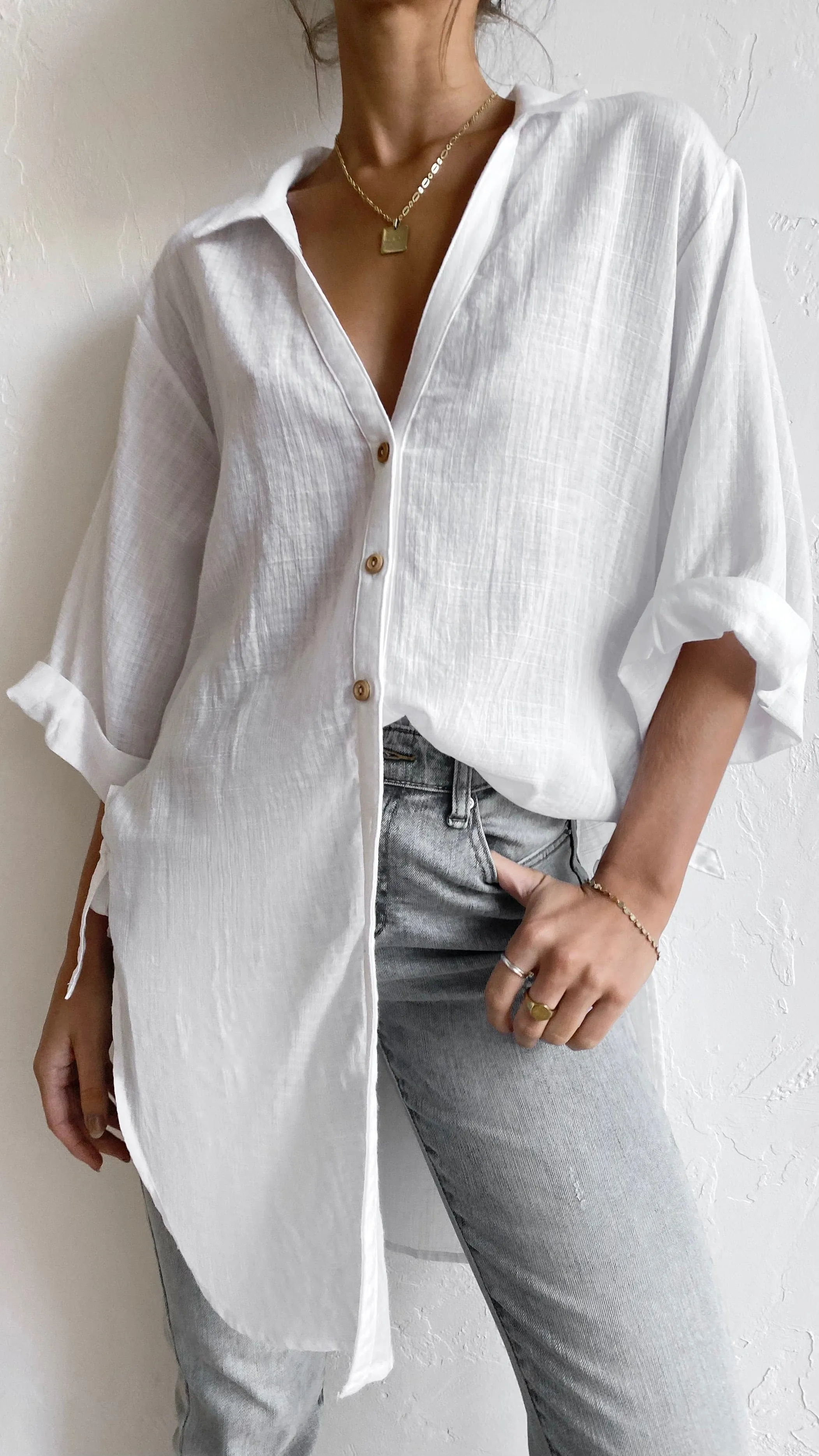 Warm Sweater Vesper Short Sleeve Top - White