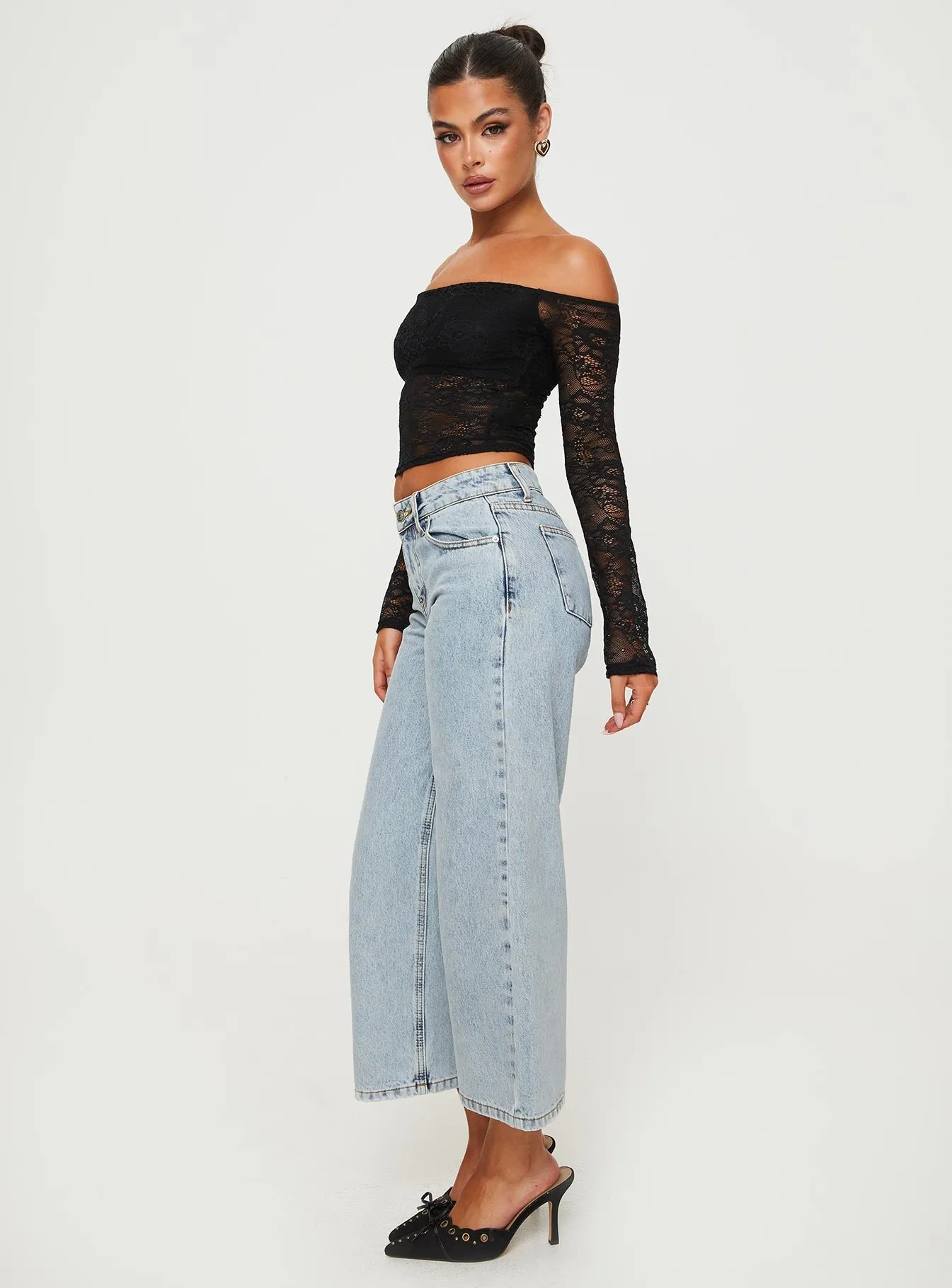 Relaxed Waist Streetwear Fan Premium Hellsa Low Rise Slouch Cropped Jeans Light Wash