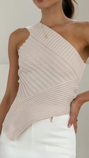 Mom Soft Alyssia One Shoulder Top - Beige