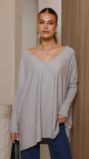 Amalia Knit Top - Grey Trendy Design LowProfile
