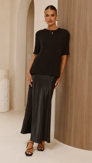 Amara Knit Top - Black HighElasticity Chic Jacket