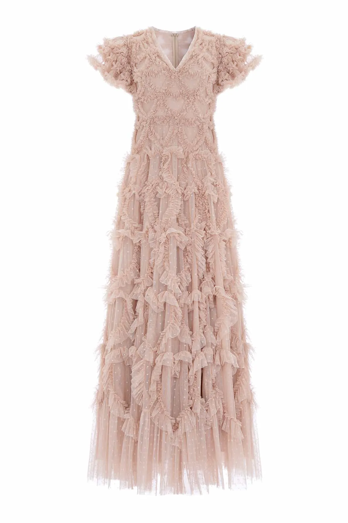 Amorette V-Neck Gown Feminine Cut Printed-Fabric