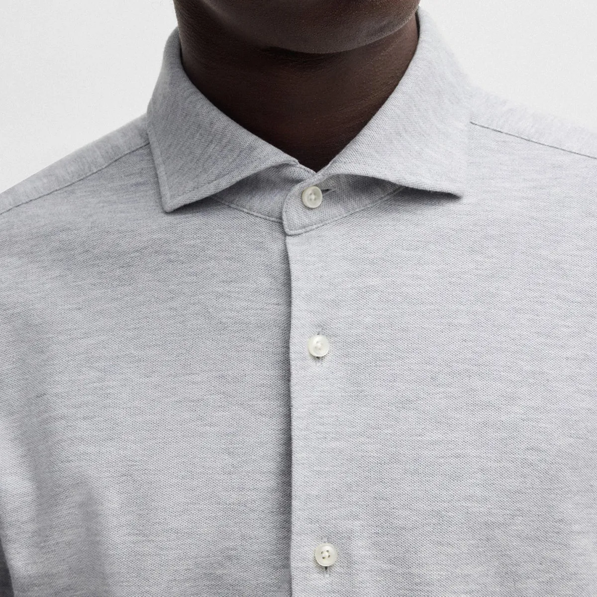 Boss - P-Hank-Spread Slim Fit Shirt in Light Grey Chilly Layer Wrinkle Free Fabric