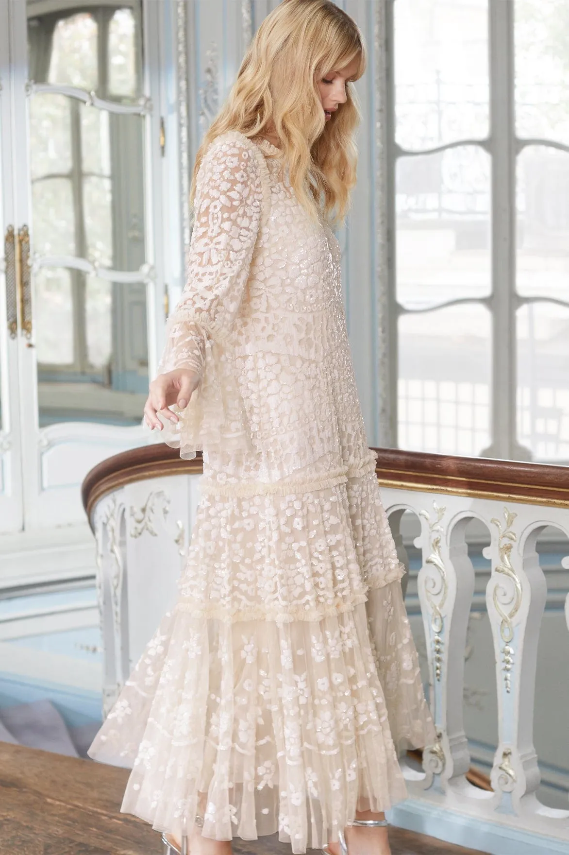 Annie Sequin Tiered Ankle Gown Noble Aura