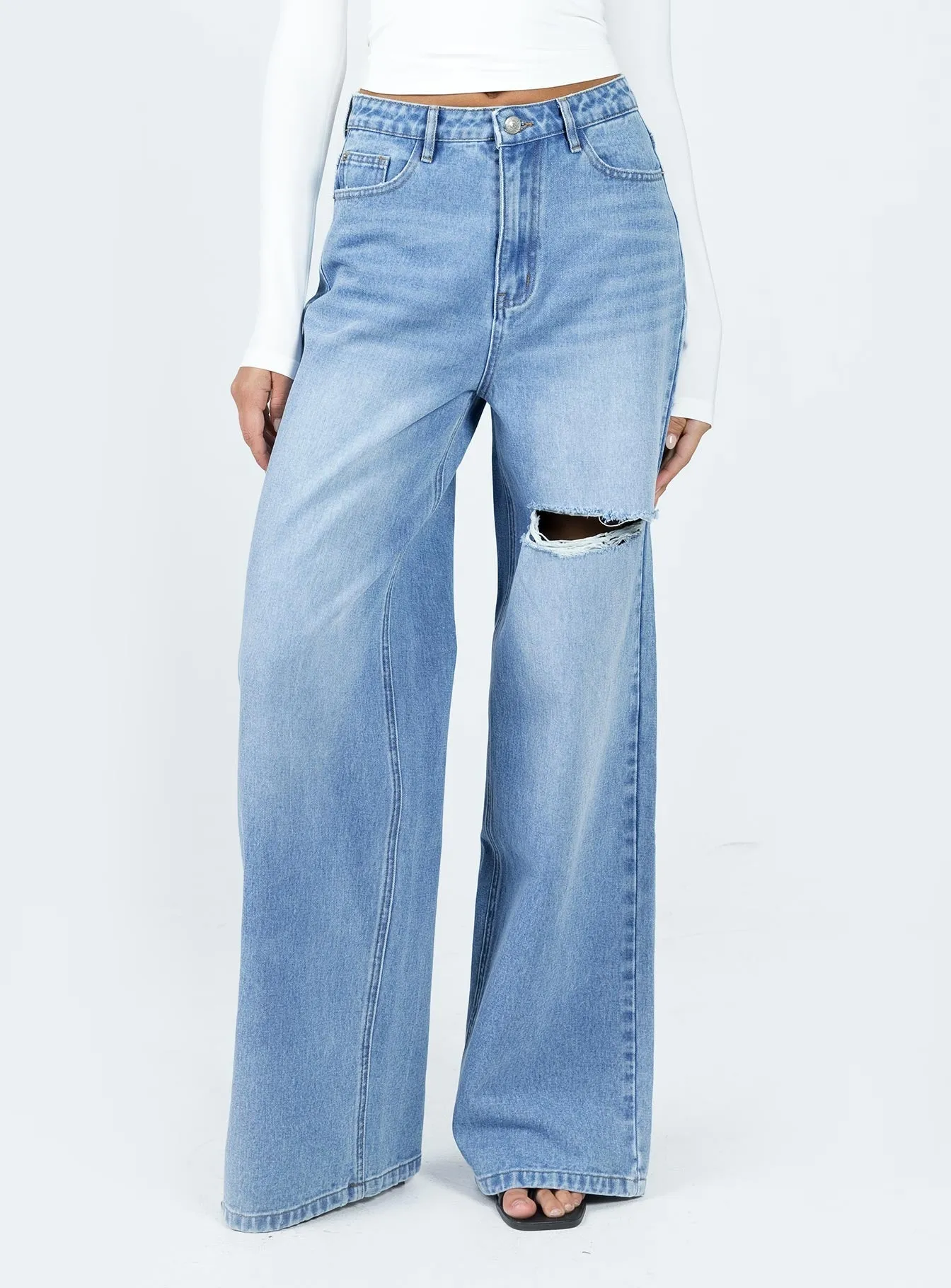 Holiday Vibes High Quality Beale Wide Leg Jeans Mid Wash Denim