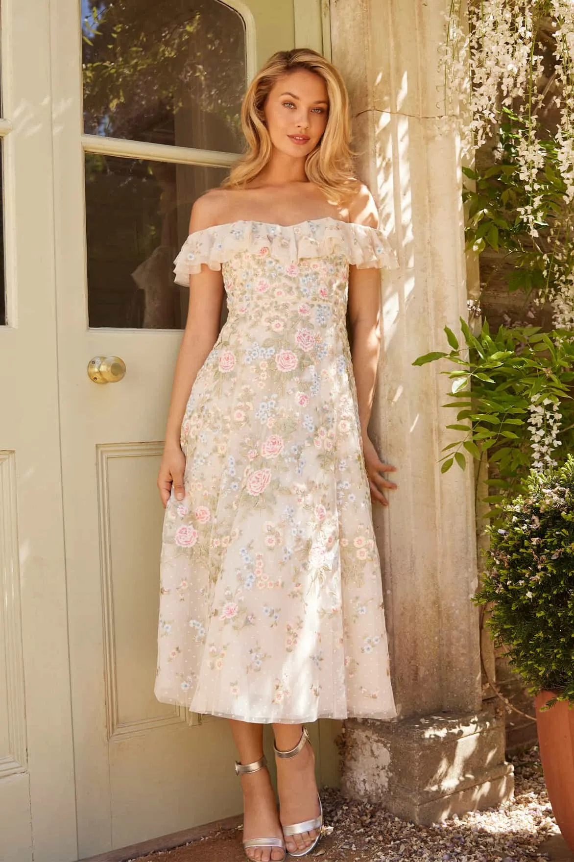 Antoinettes Floral Off-Shoulder Ballerina Dress hypoallergenic