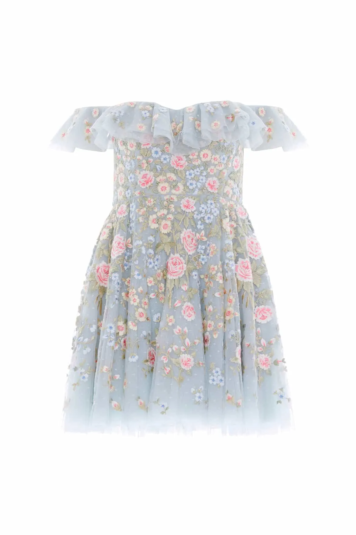 Versatile Comfort Wear Antoinettes Floral Off-Shoulder Micro Mini Dress