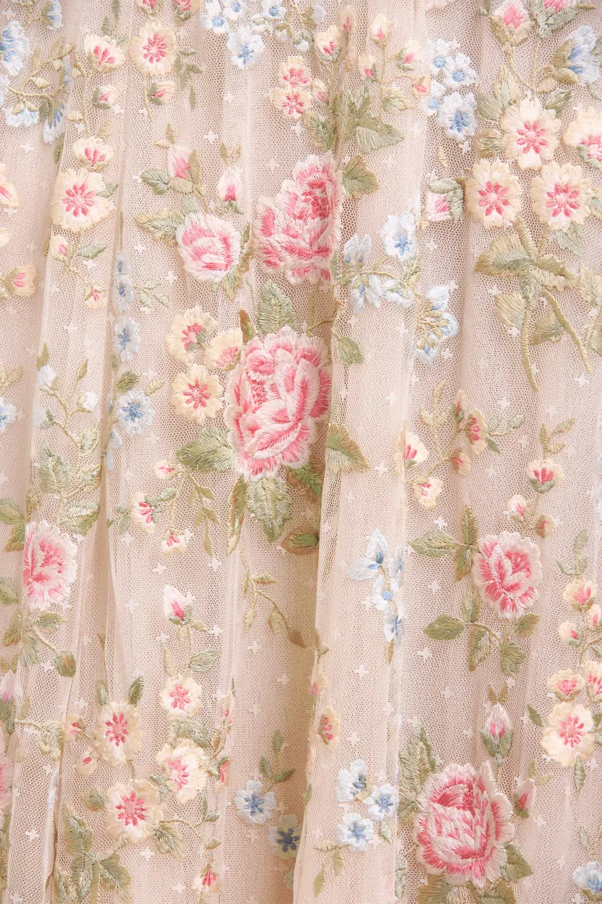 Metallic-Shine Antoinettes Floral Round Neck Ankle Gown