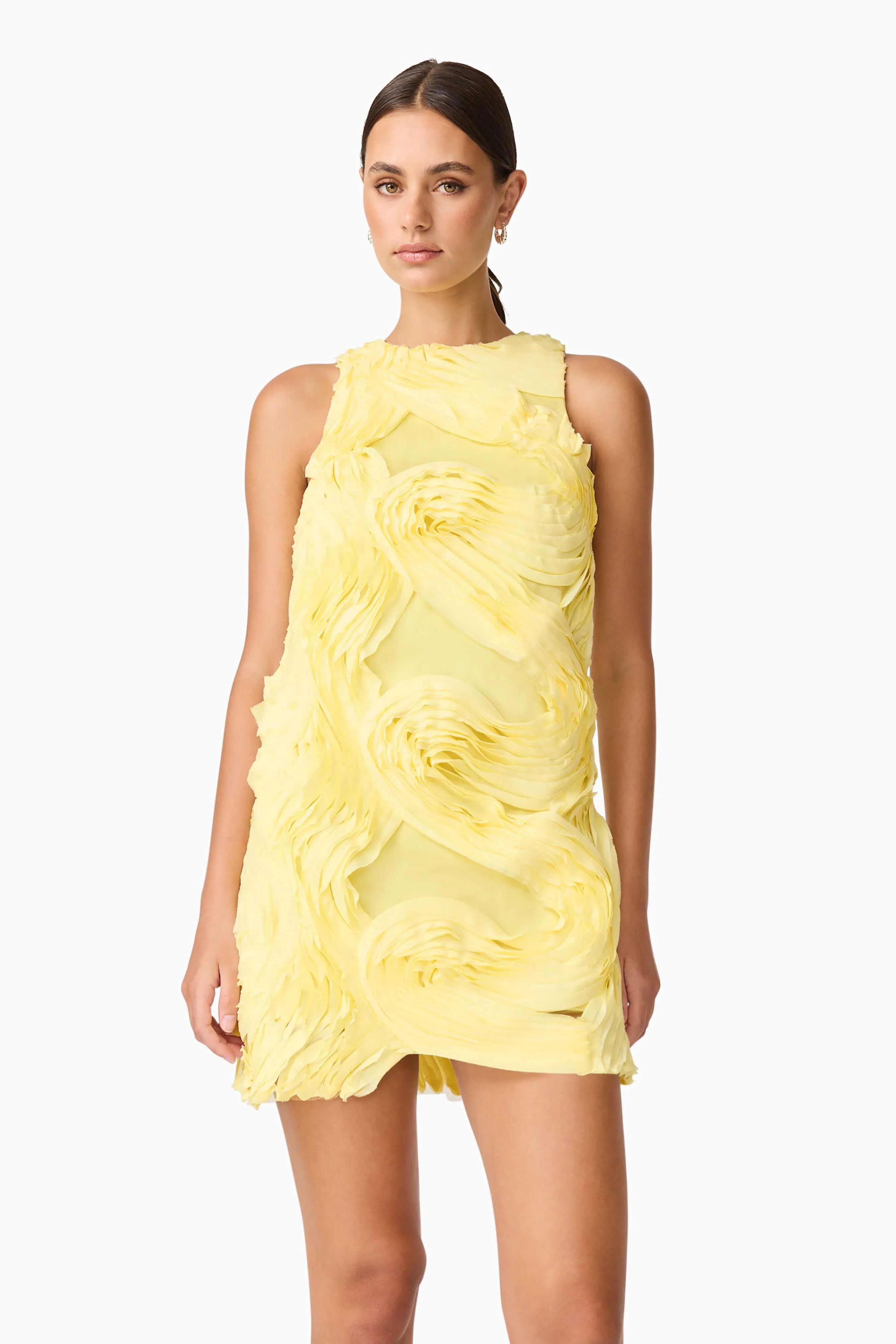 Asher Mini Shift Dress in Yellow AntiPillTreatment Modern Cut