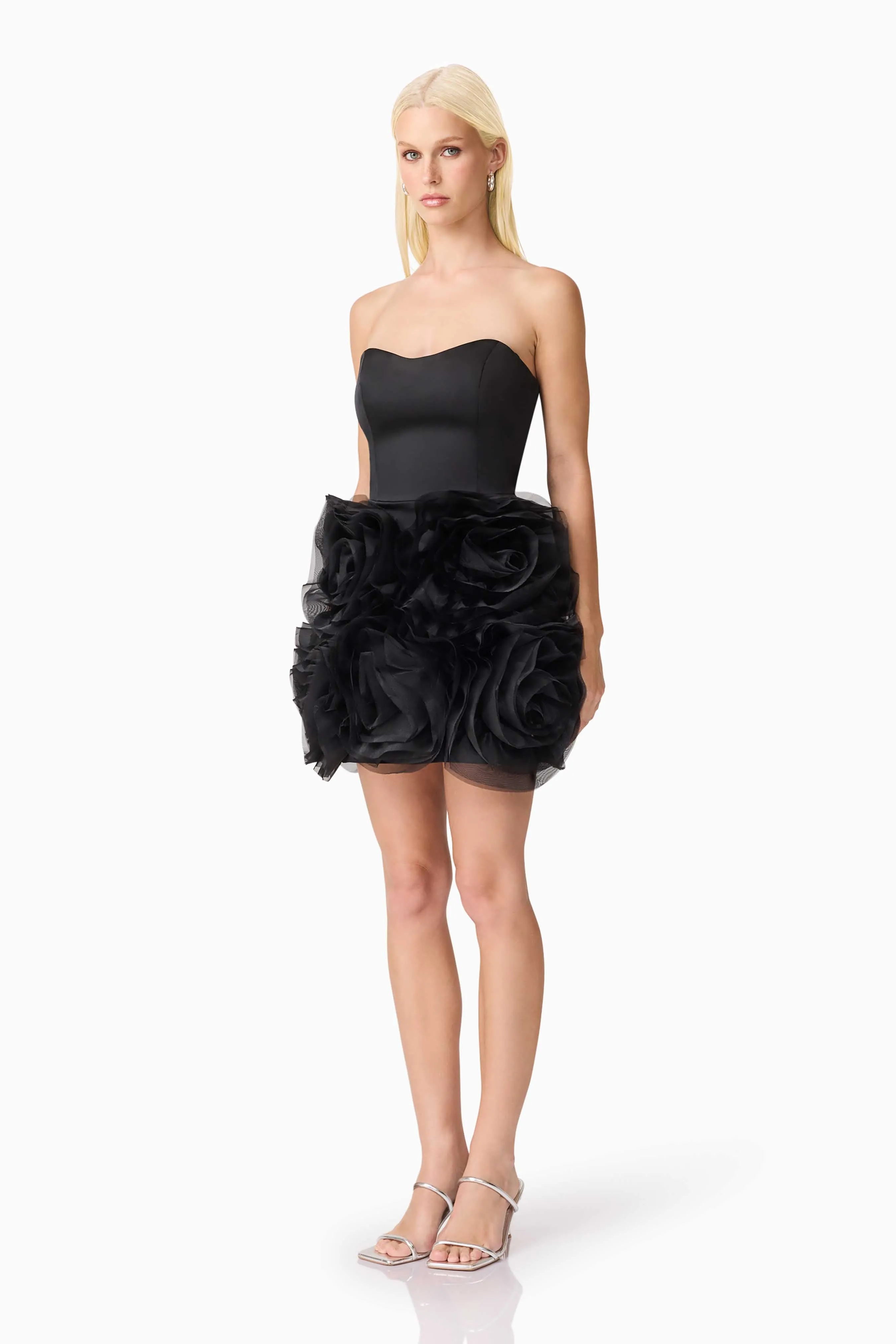 Festival-Ready Asher Strapless Mini Dress in Black