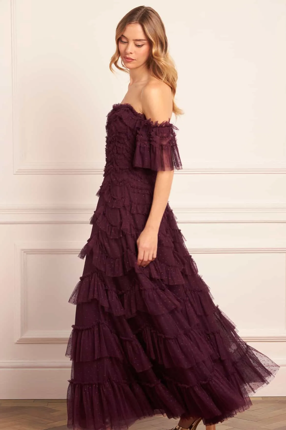 Aviana Off-Shoulder Gown Silky Touch