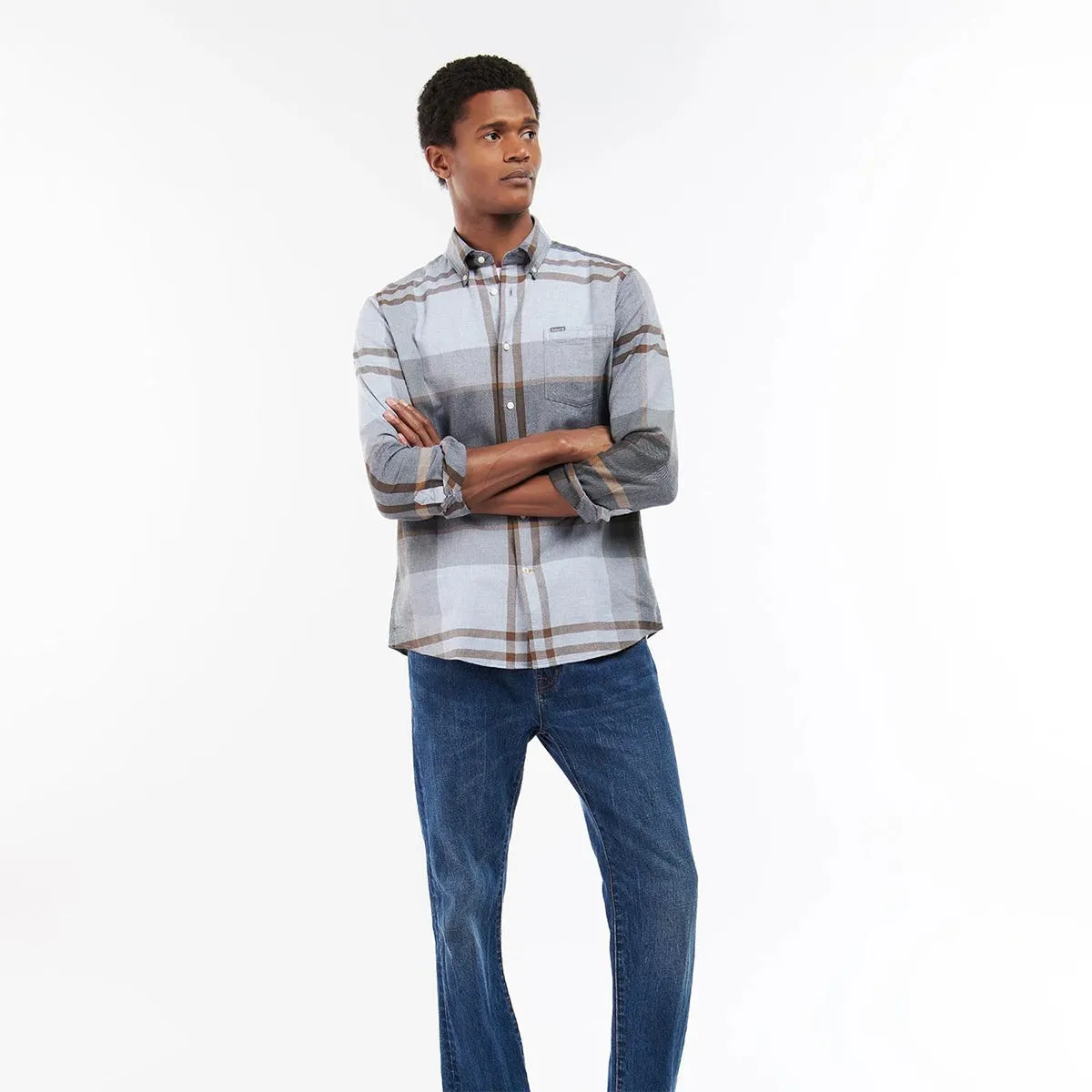 Barbour - Dunoon Tailored Fit Shirt in Greystone Casual Flex Design