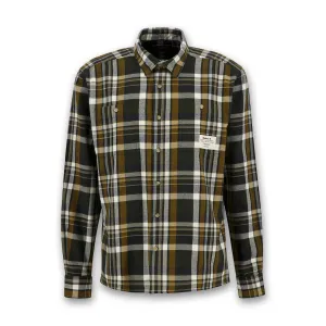 Barbour - Hanley Relaxed Shirt in Olive Silk combination Travel Friendly