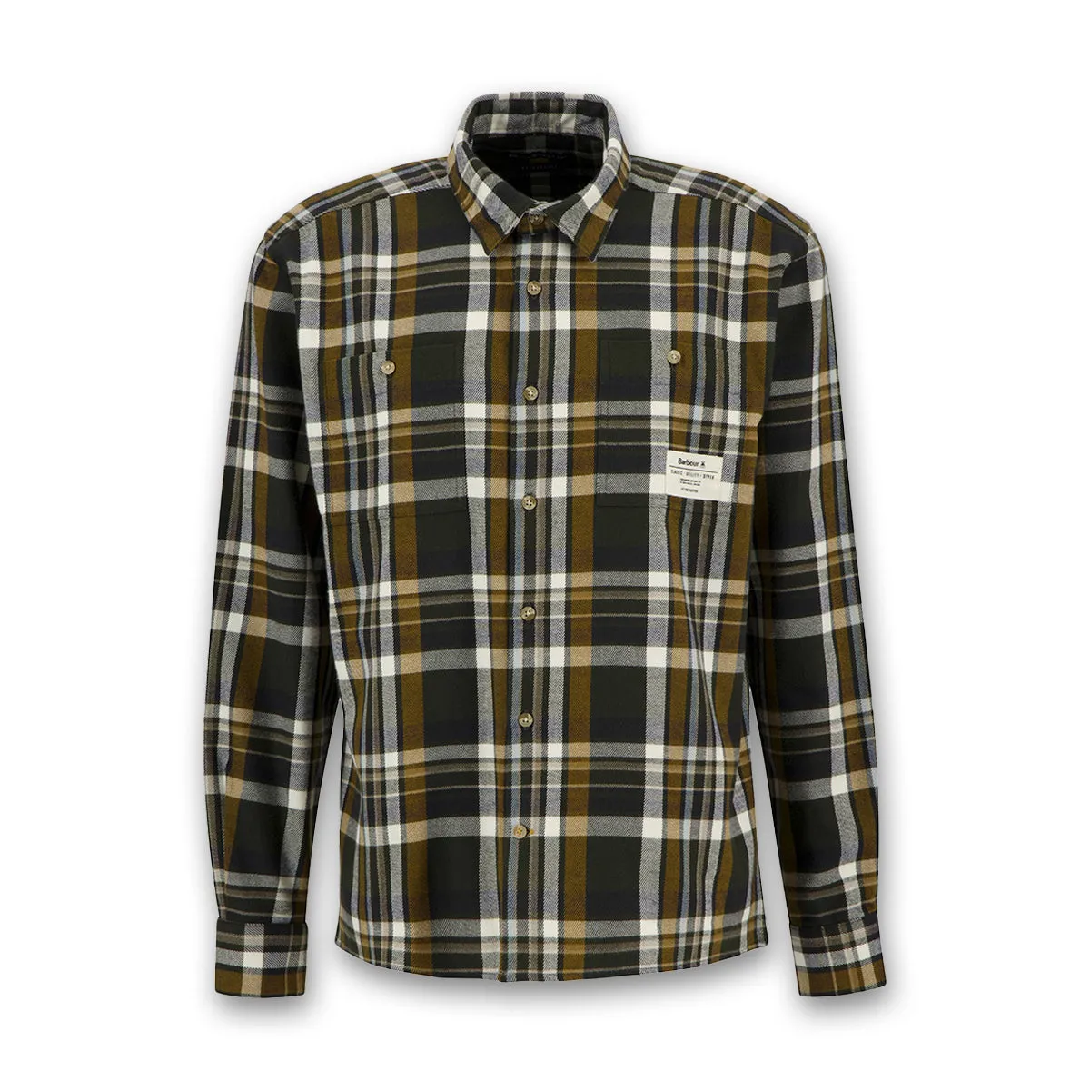 Barbour - Hanley Relaxed Shirt in Olive Silk combination Travel Friendly