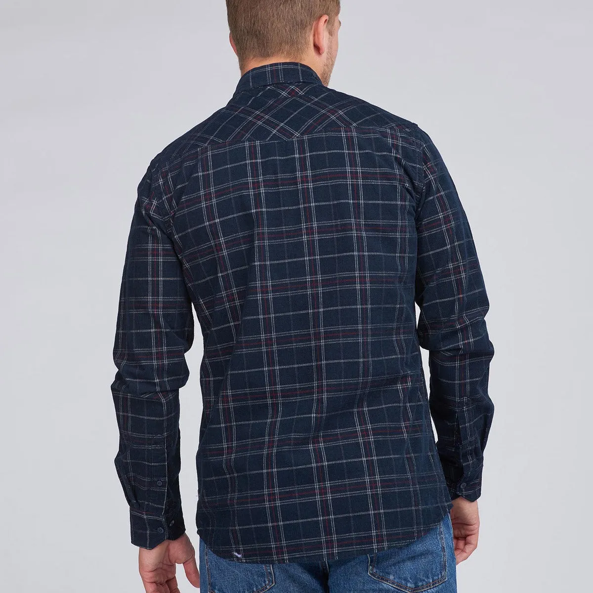 Bright Color Trendy Comfort Fit Barbour Intl. - 1857 Cord Check Shirt in Navy
