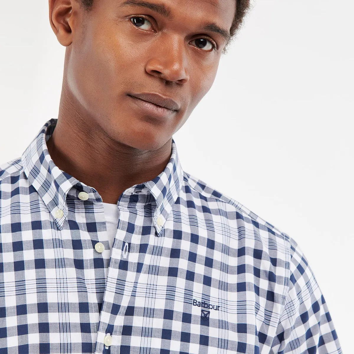 Barbour - Middlet Gingham Check Shirt In White/Navy Oversized Fit