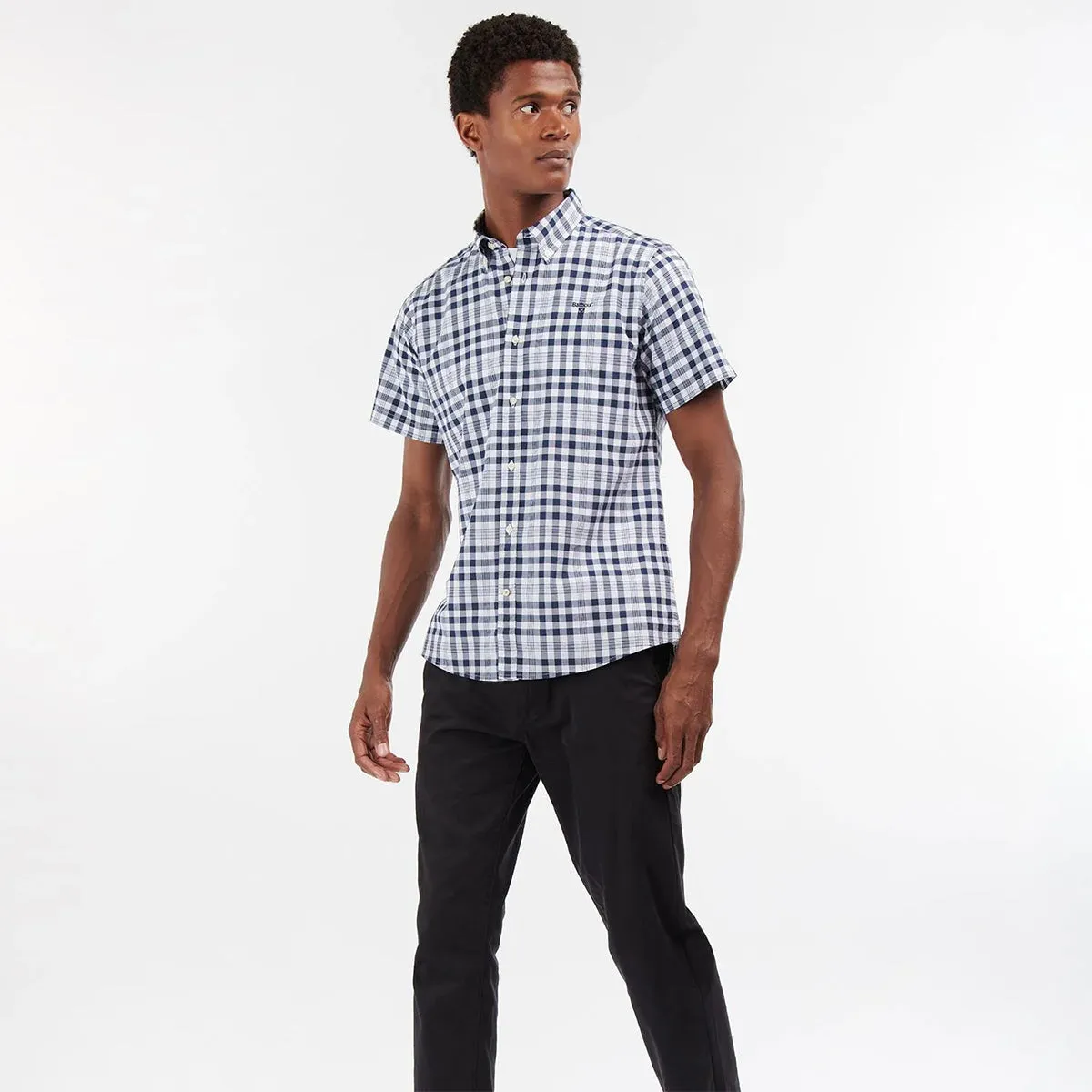 Barbour - Middlet Gingham Check Shirt In White/Navy Chilly Layer