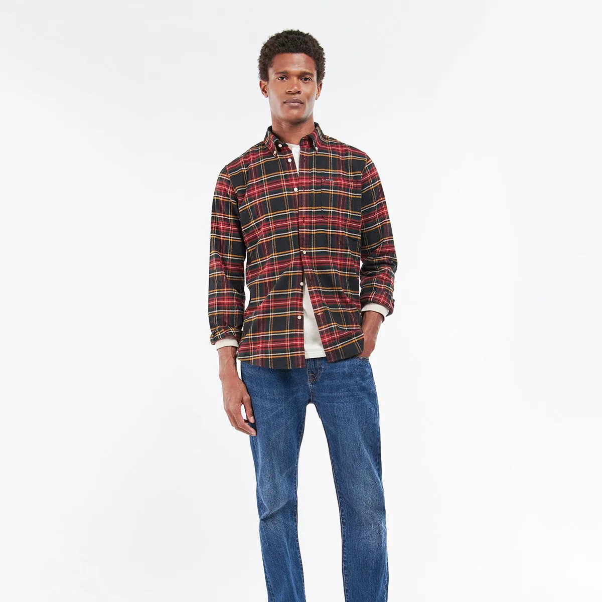 Breathable fabric No Fade Technology Barbour - Portdown Tailored Fit Shirt in Winter Black