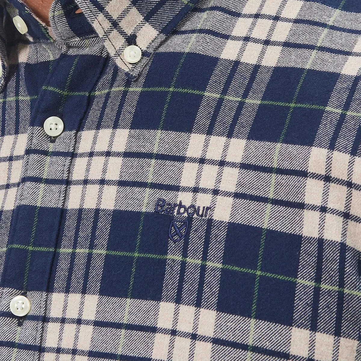 Classic Vibes Soft Texture Barbour - Swinton TF Shirt in Navy