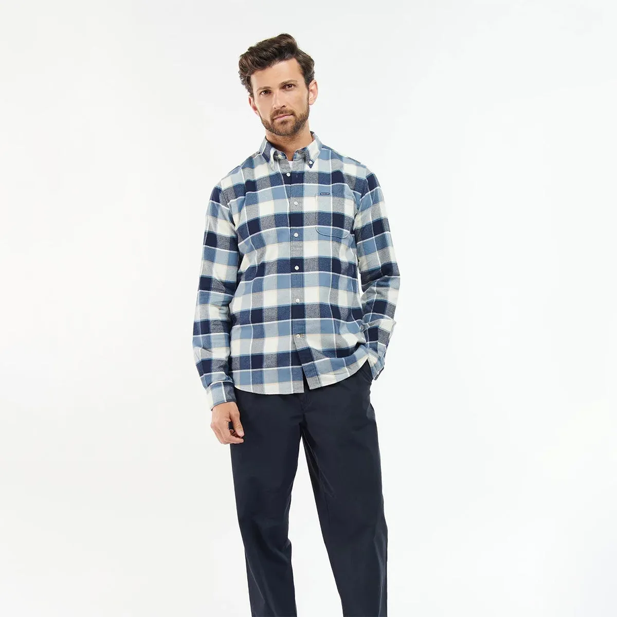 Summer Fashion Comfort Stretch Barbour - Valley Tailored Fit Shirt in Blue