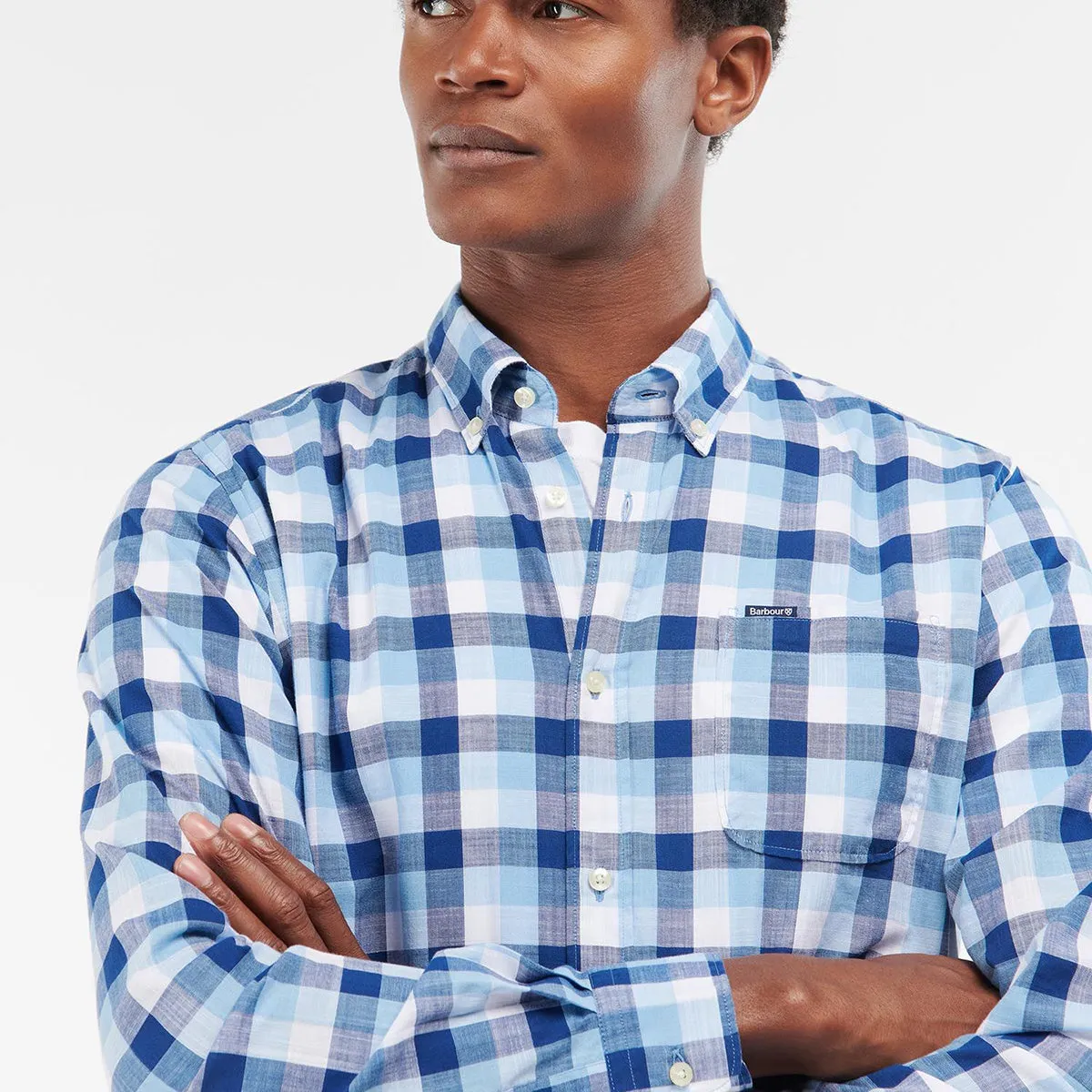 Barbour - Wardlow Tailored Fit Shirt in Blue Comfort Design Beach Outfit