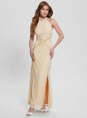 Sleek Presence Beige New Liza Maxi Dress