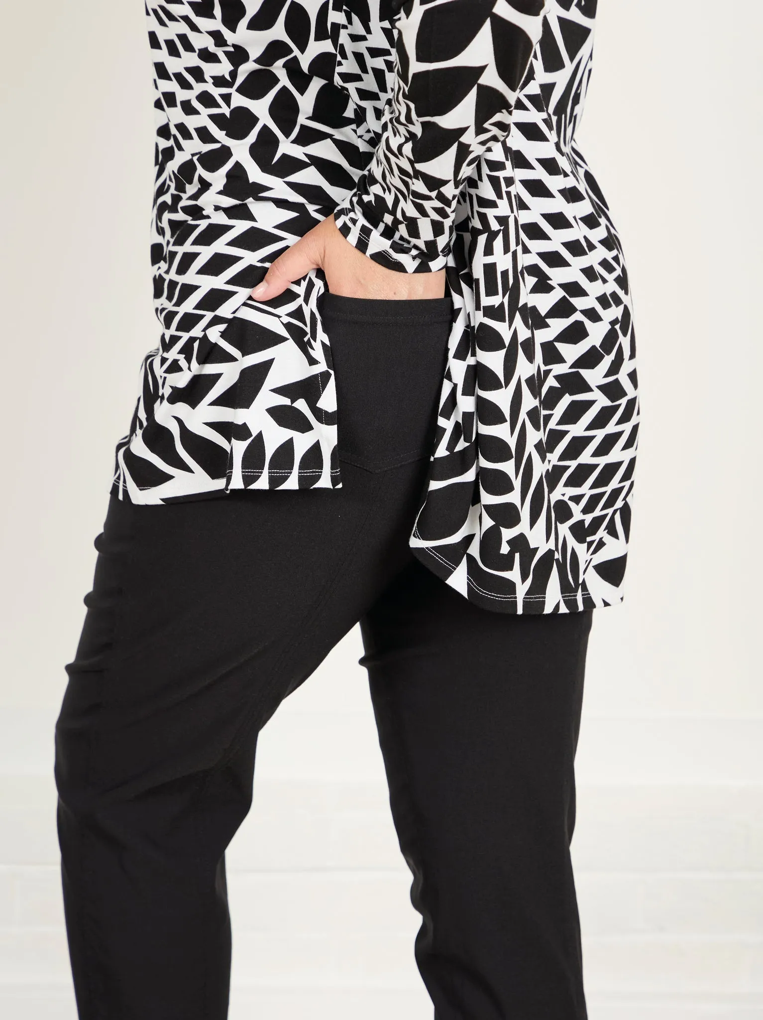 Bella 09 by ROBELL Cuff Stretch Trouser - Black Perfect Pair Slimline Fit