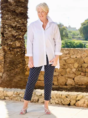 StretchMaterial Tough Build Bella by Robell Spot Trouser - Navy